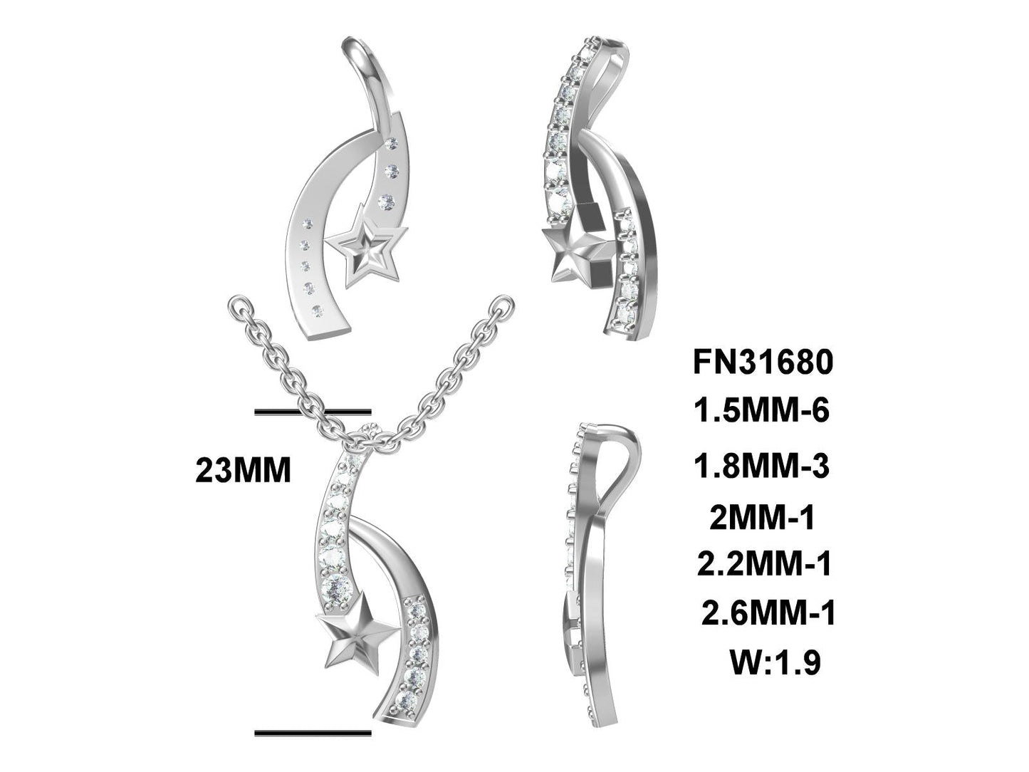 LM 14KT Gold Plated, My Wish For You, My Daughter Pendant; Rhodium Pltd. Sterling Silver w/Created Sapphire Accents & Pltd., SS Chain.-WH