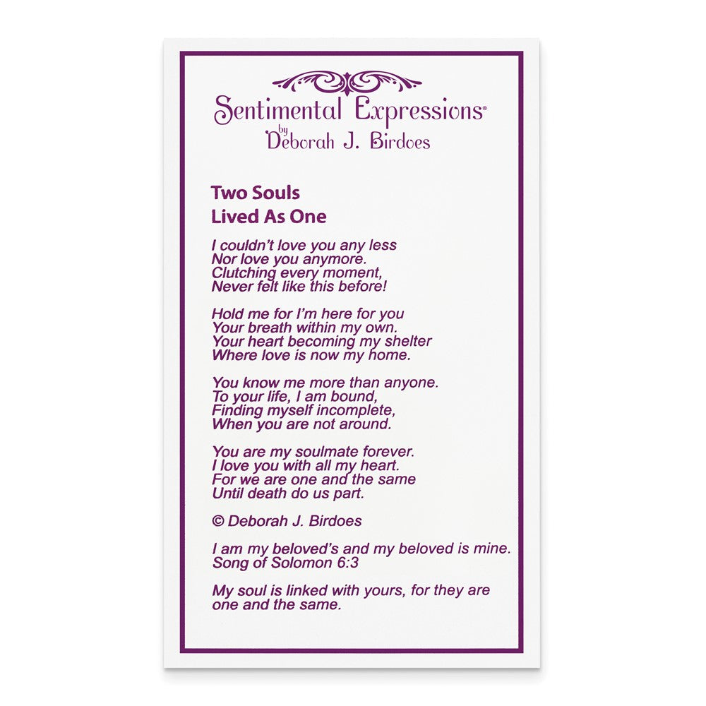 Poem card of Two Souls Lived As One Pendant