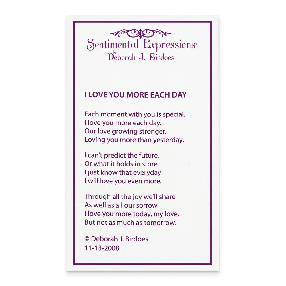 Poem card of I Love You More Each Day Heart