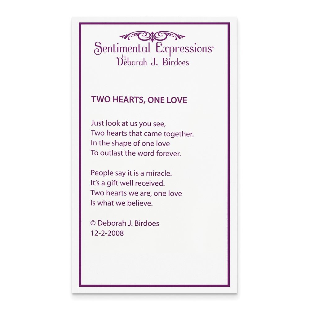Poem card of Two Hearts, One Love Pendant