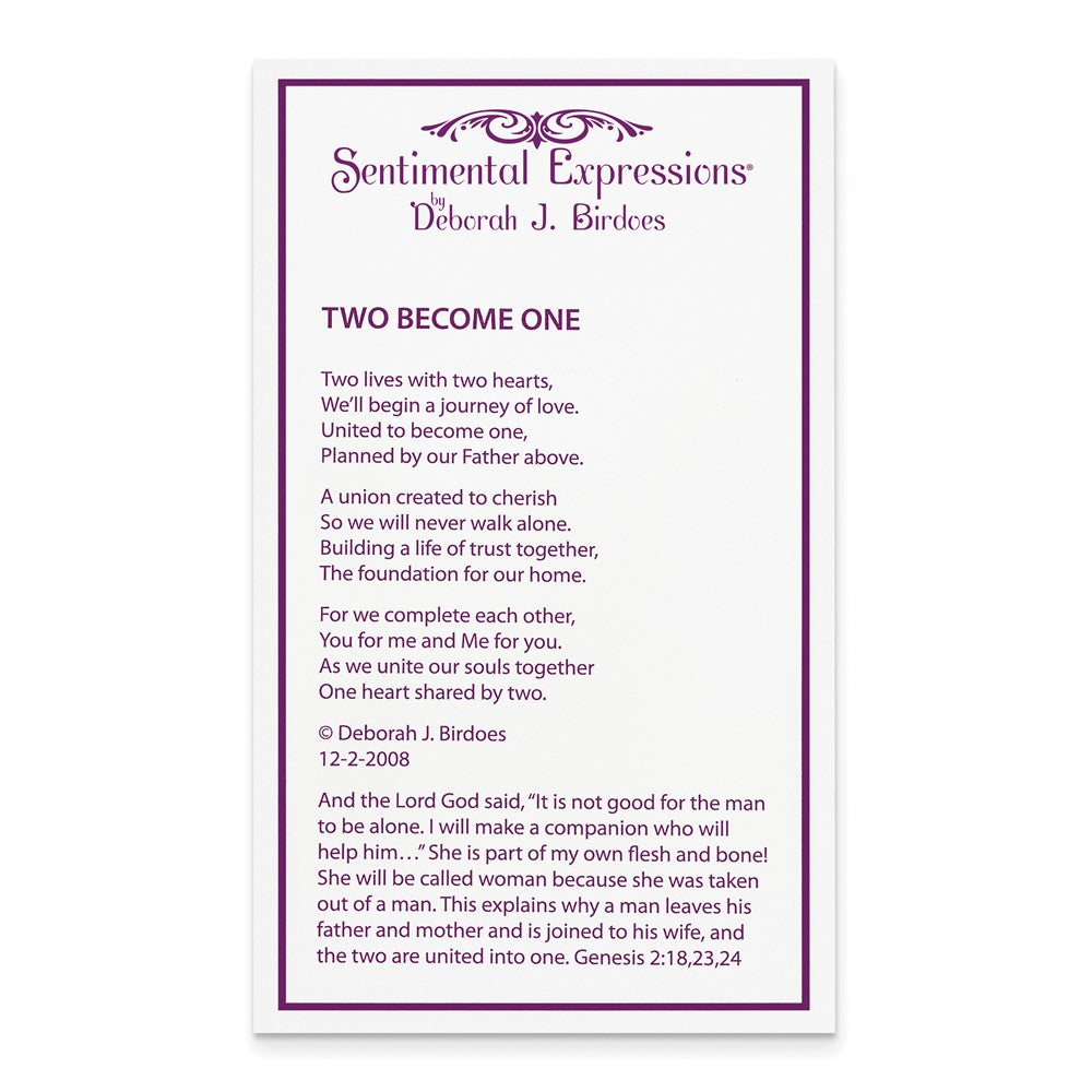 Poem card of Two Become One Necklace