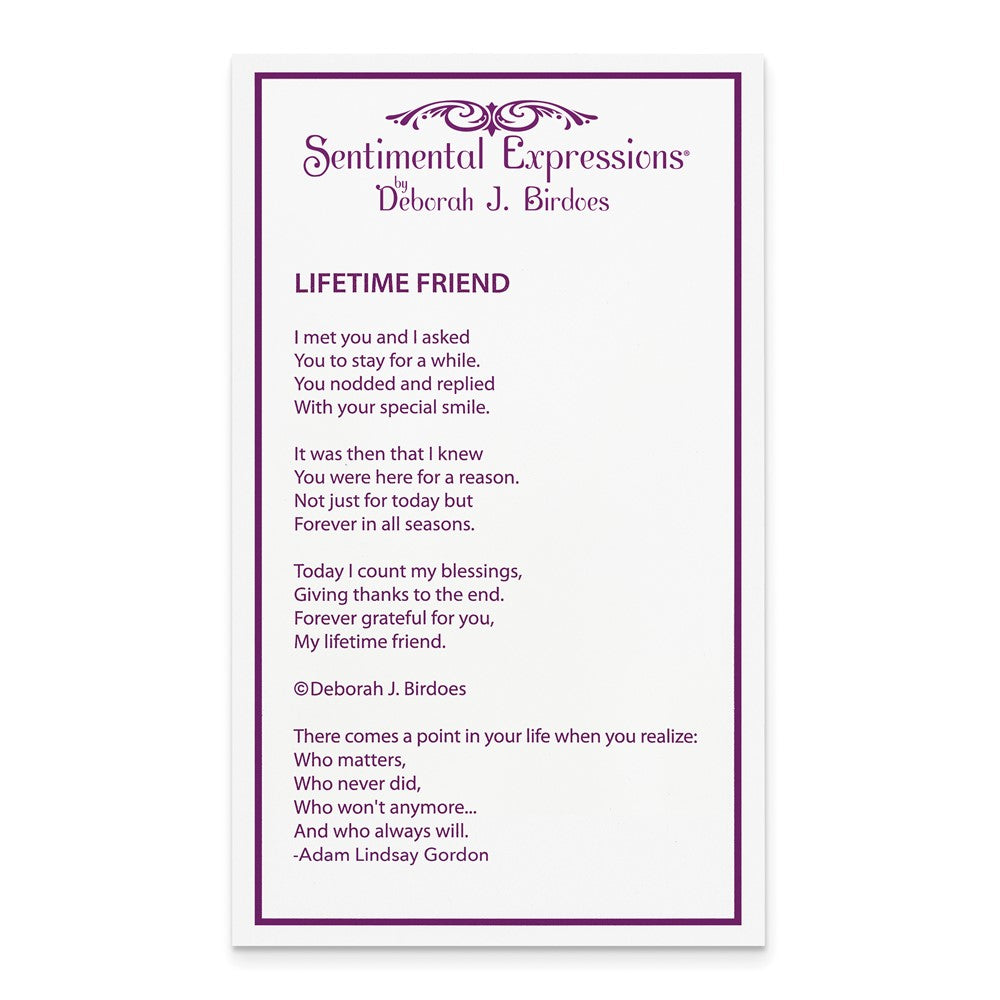 Poem card of Lifetime Friend Pendant