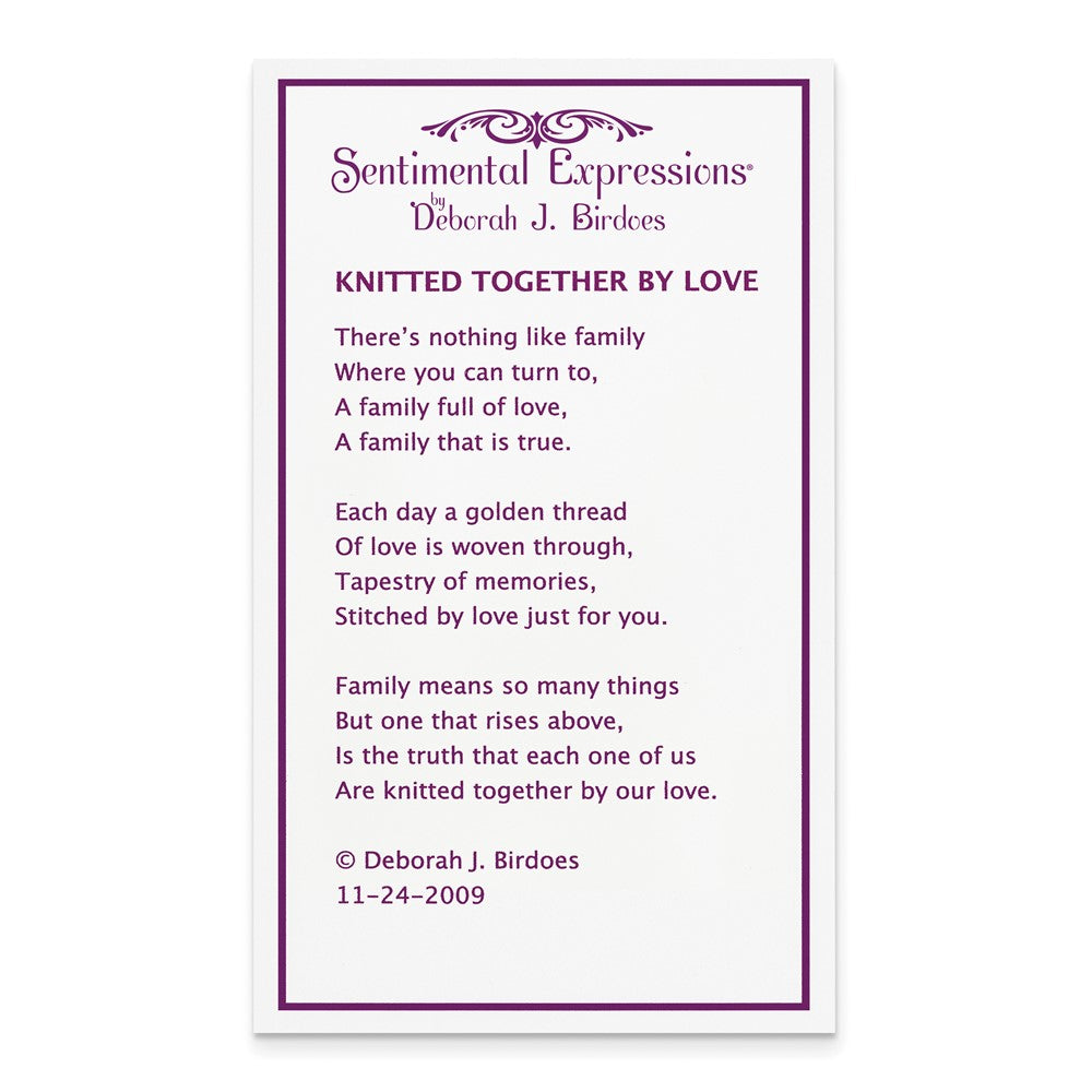 Poem card of Knitted Together By Love