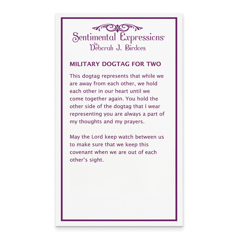 Poem card of Military Dog Tag For Two