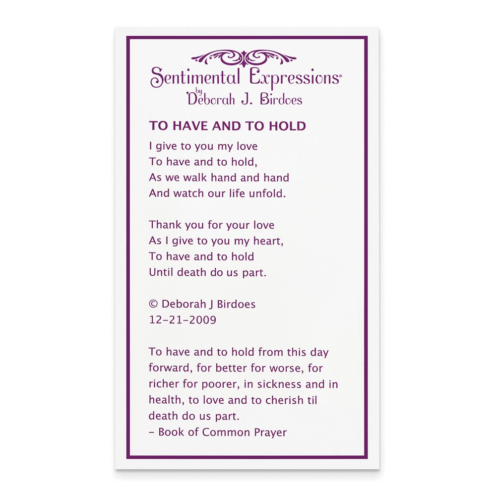 Poem card of To Have And To Hold