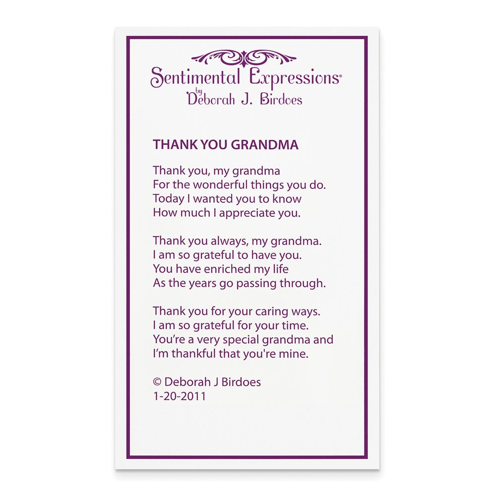 Poem card of Thank You Grandma