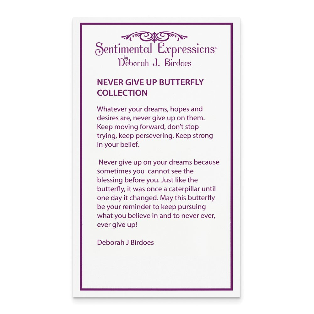 Poem card of Never Give Up Butterfly (Purple)