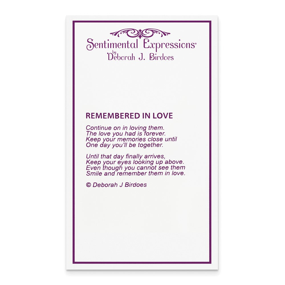 Poem card of Remembered in Love Pet  Ash Holder