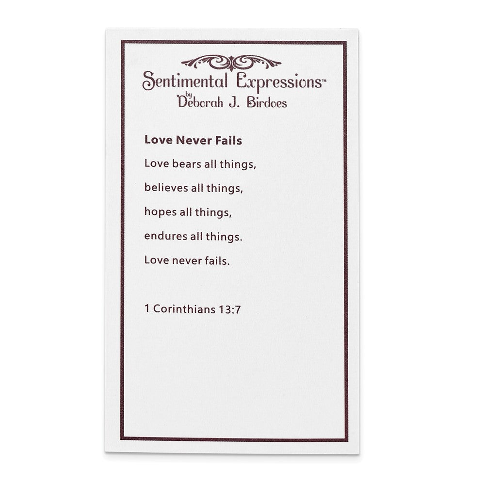 Poem card of Love Never Fails Cross