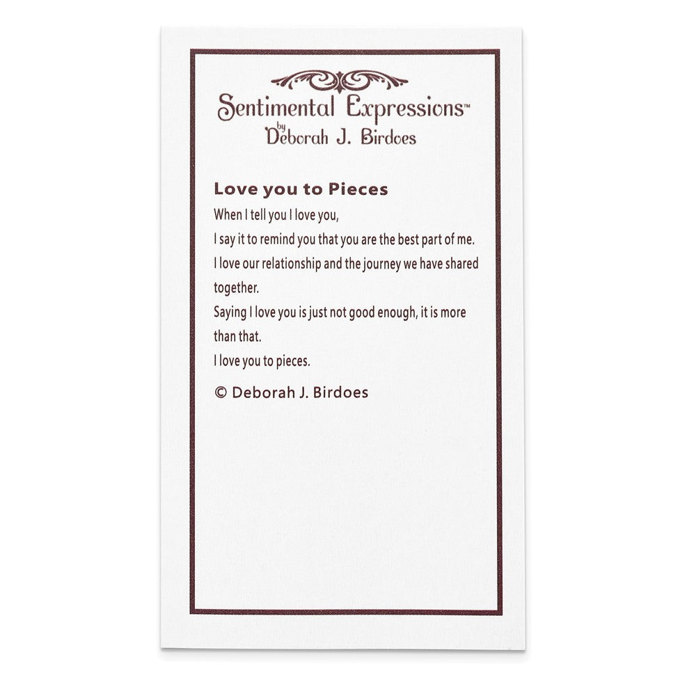 Poem card of Antiqued Love You To Pieces