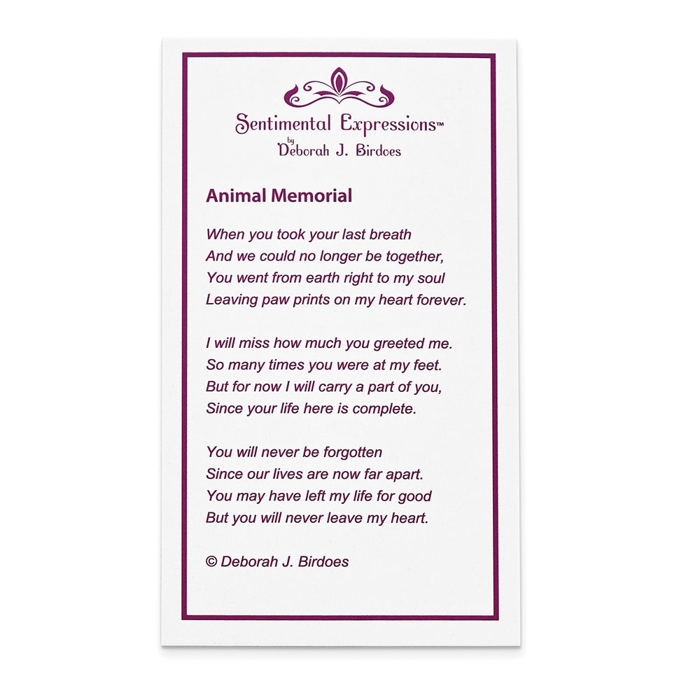 Poem card of Love Never Ends Pet Ash Holder