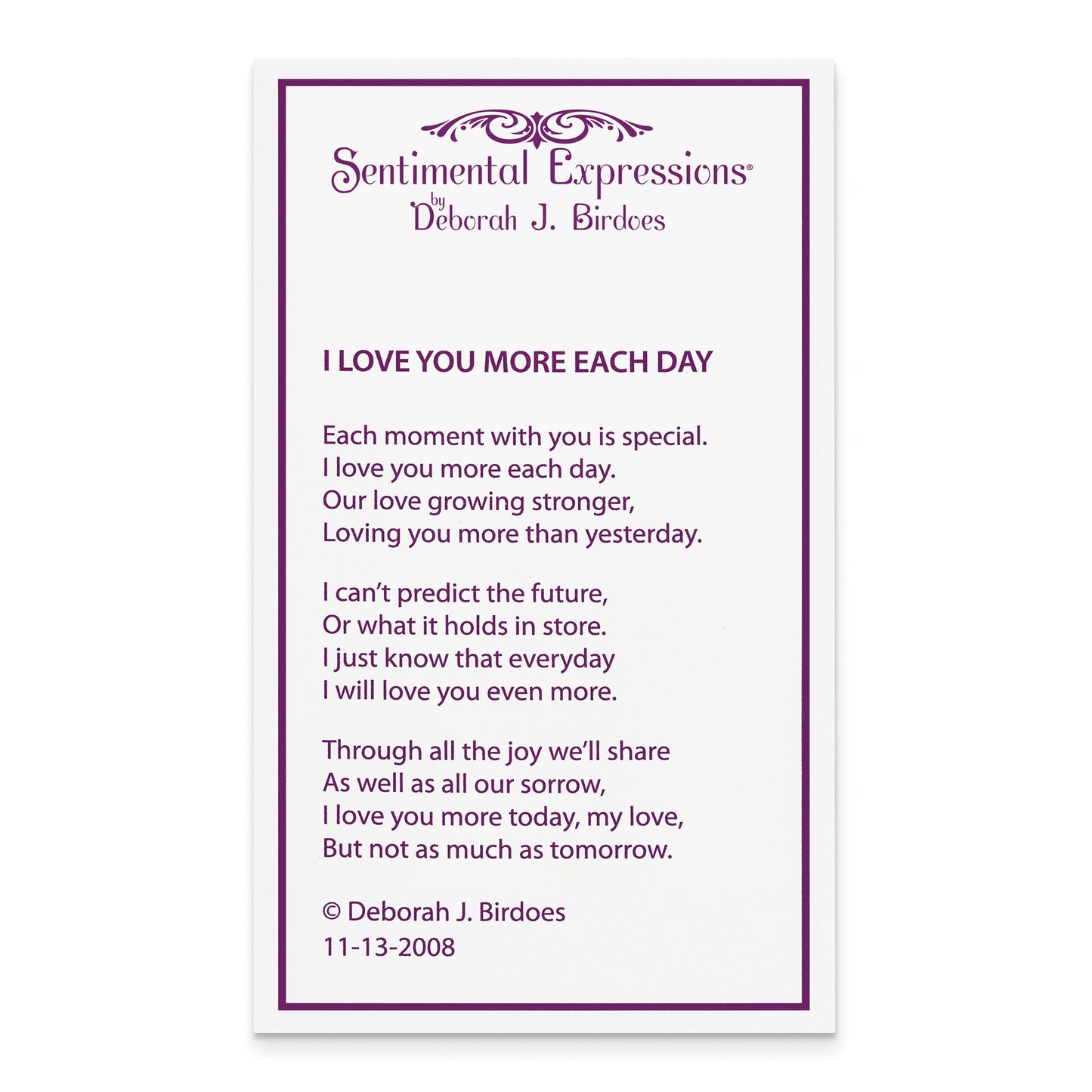 I Love You More Each Day Heart