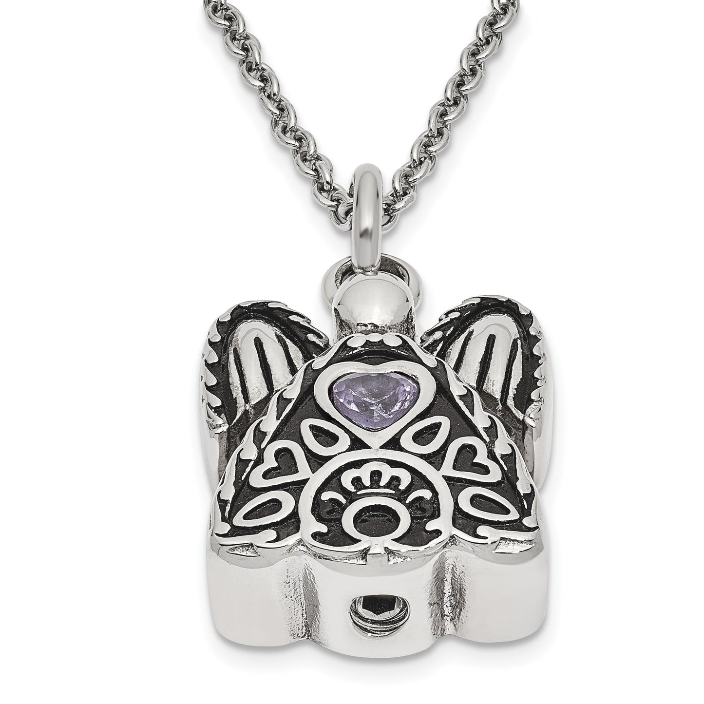 Light Purple CZ June Birthstone Antiqued Angel Ash Holder