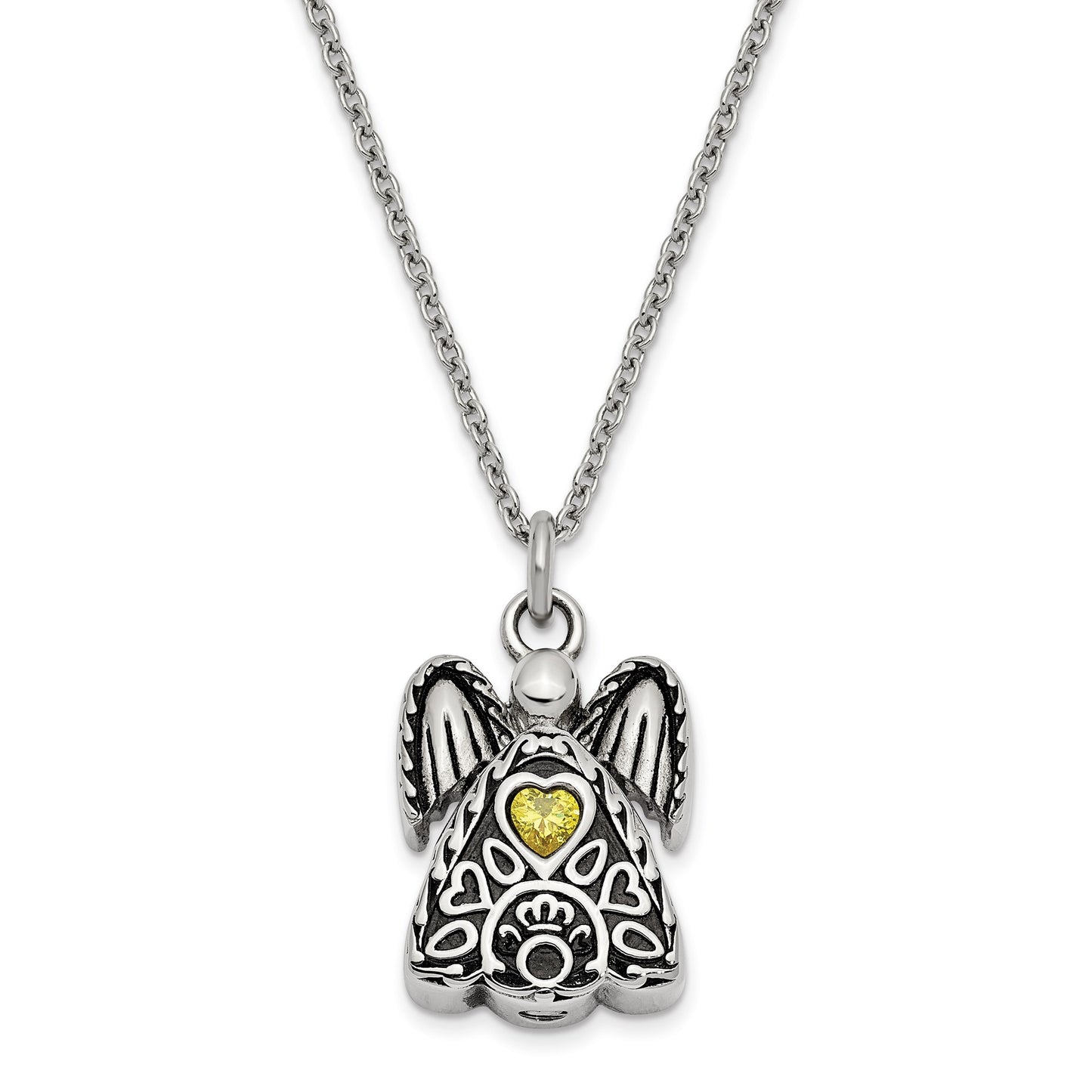 Birthstone Antiqued Angel Ash Holder (November)