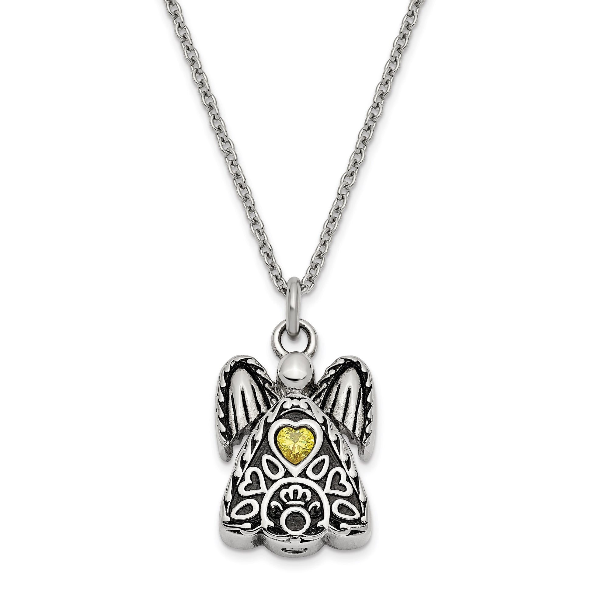 Birthstone Antiqued Angel Ash Holder (November)
