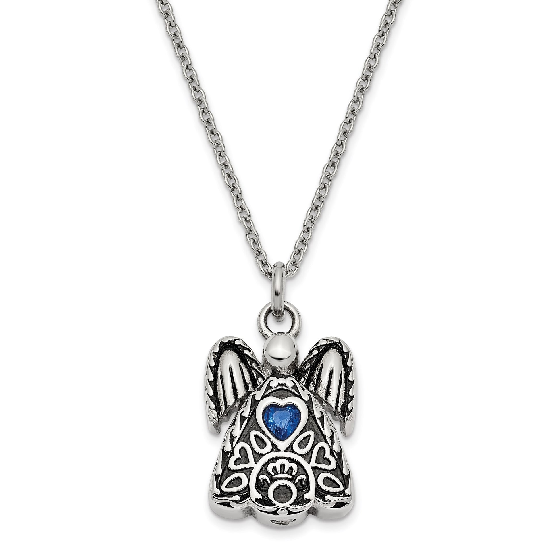 September Birthstone Antiqued Angel Ash Holder(Dark Blue)
