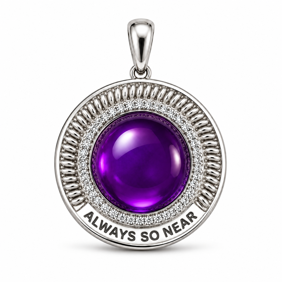 SJ Always So Near Rhodiom Pltd w/Moissanite Gemstones Pendant