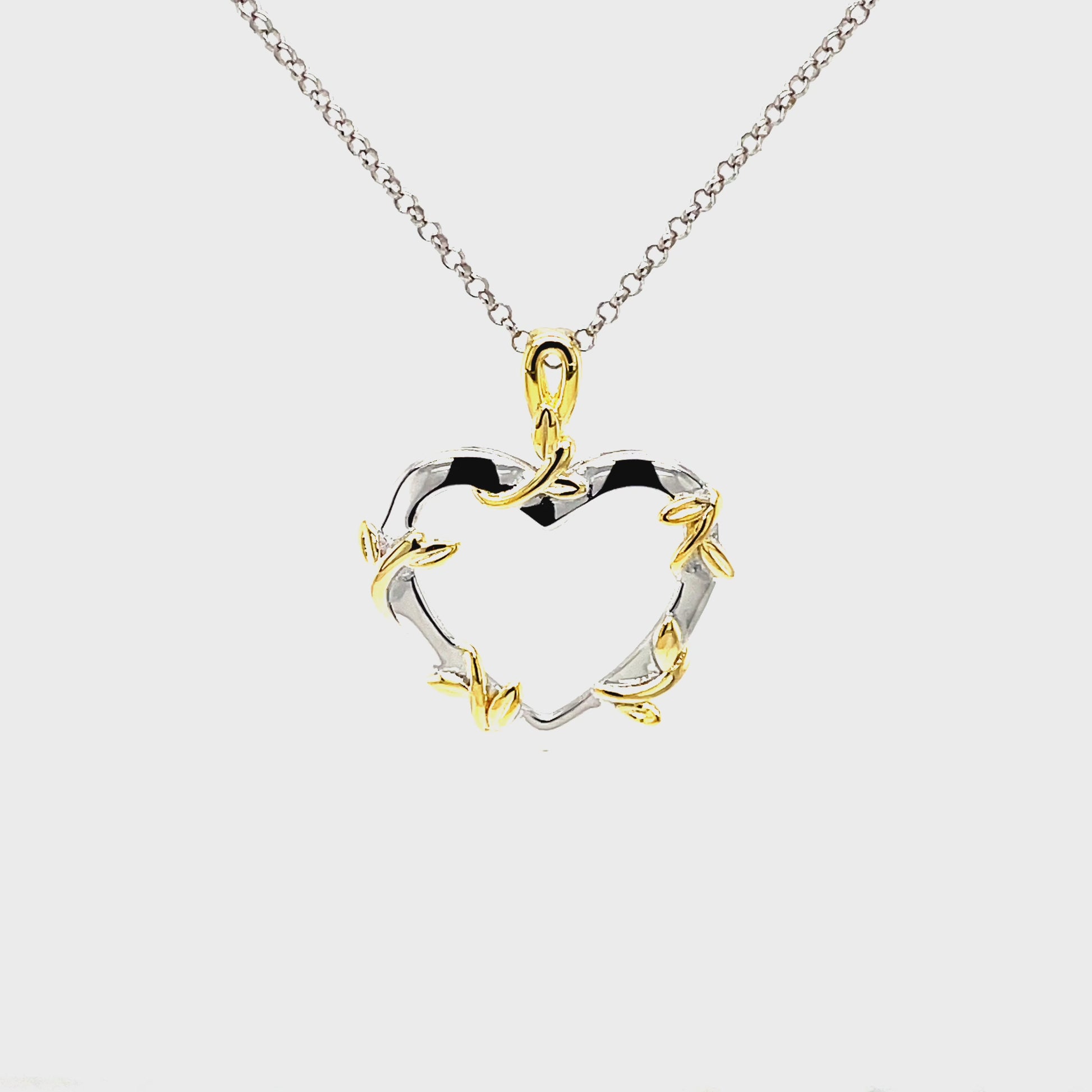 PML Gold Accented, Sterling Silver, Heart Pendant w/SS Chain.