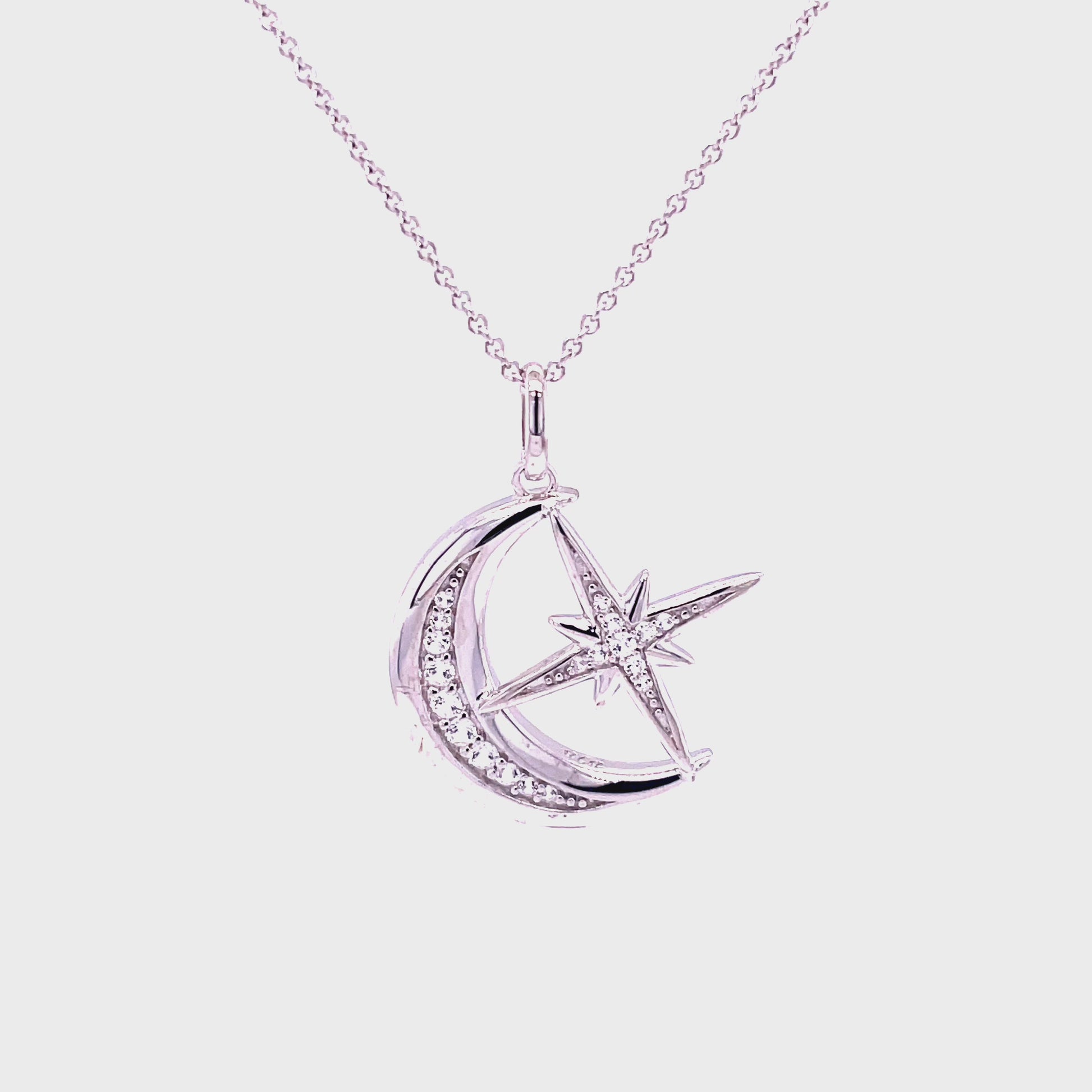 M A Star In Heaven Keepsake Pendant; Plated SS w/Created Sapphire Highlights & 18" Chain.