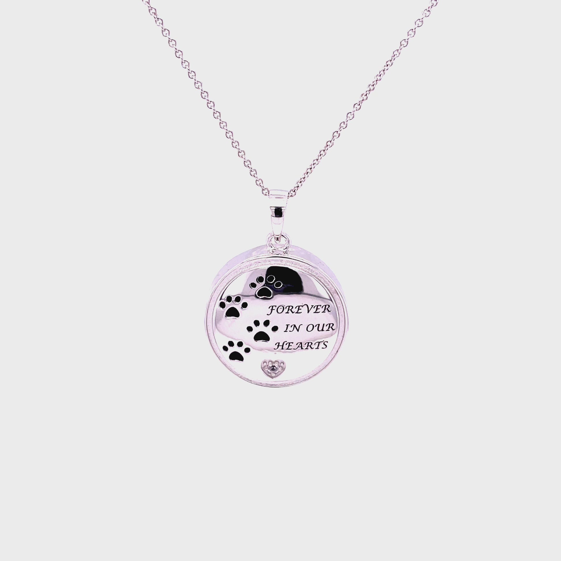 CC Animal Memorial, Forever In Our Hearts, Circle Ash Holder Pendant; SS w/Chain.