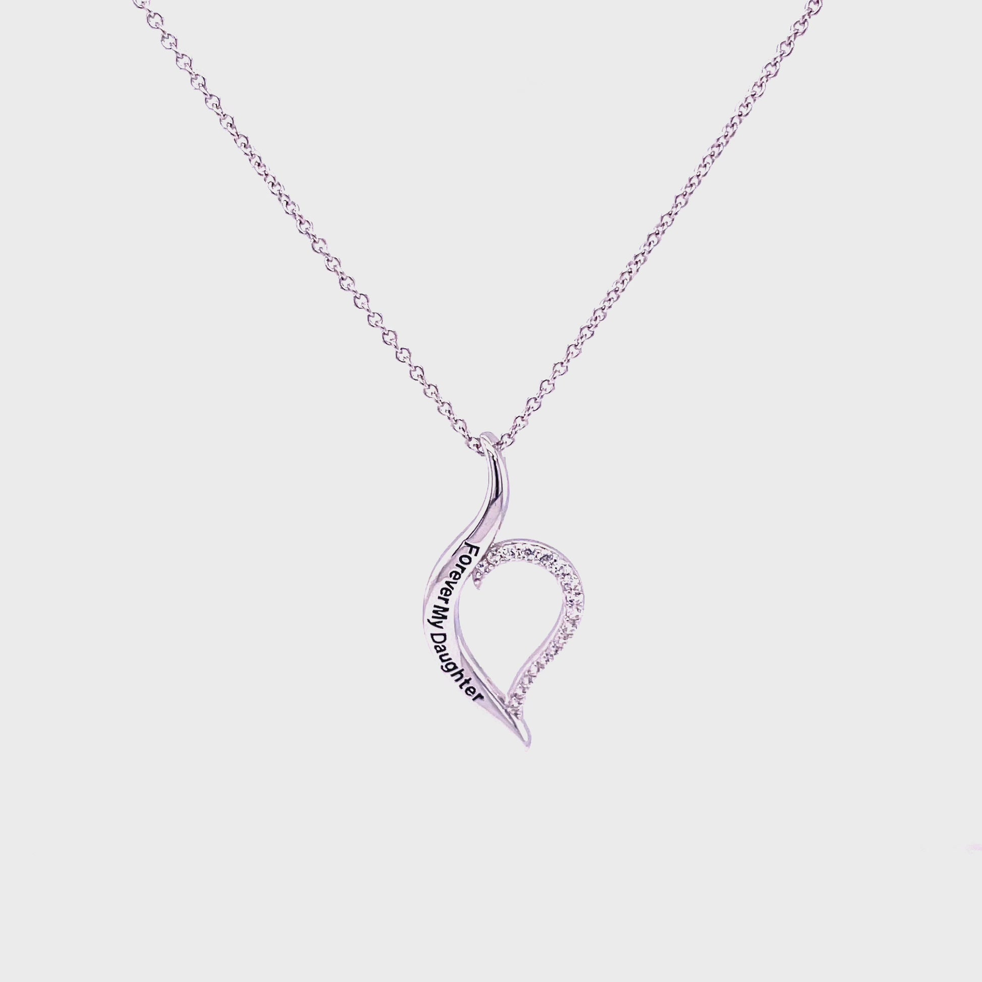 M Forever My Daughter Heart Pendant; Plated Sterling Silver w/Created Sapphires & 18" Chain.