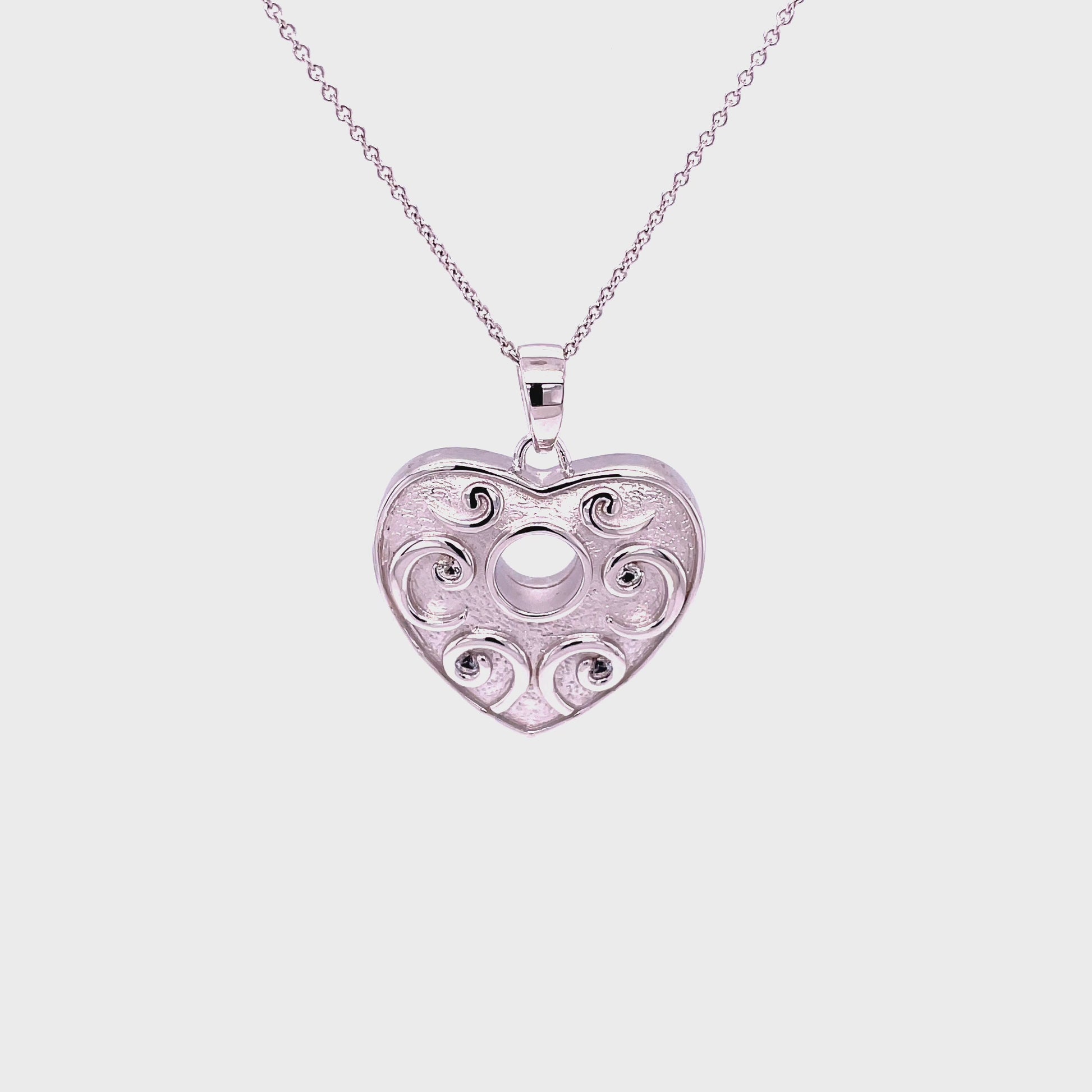 CC Hole In My Heart, Keepsake Ash Holder Pendant; Plated SS; w/SS Chain.