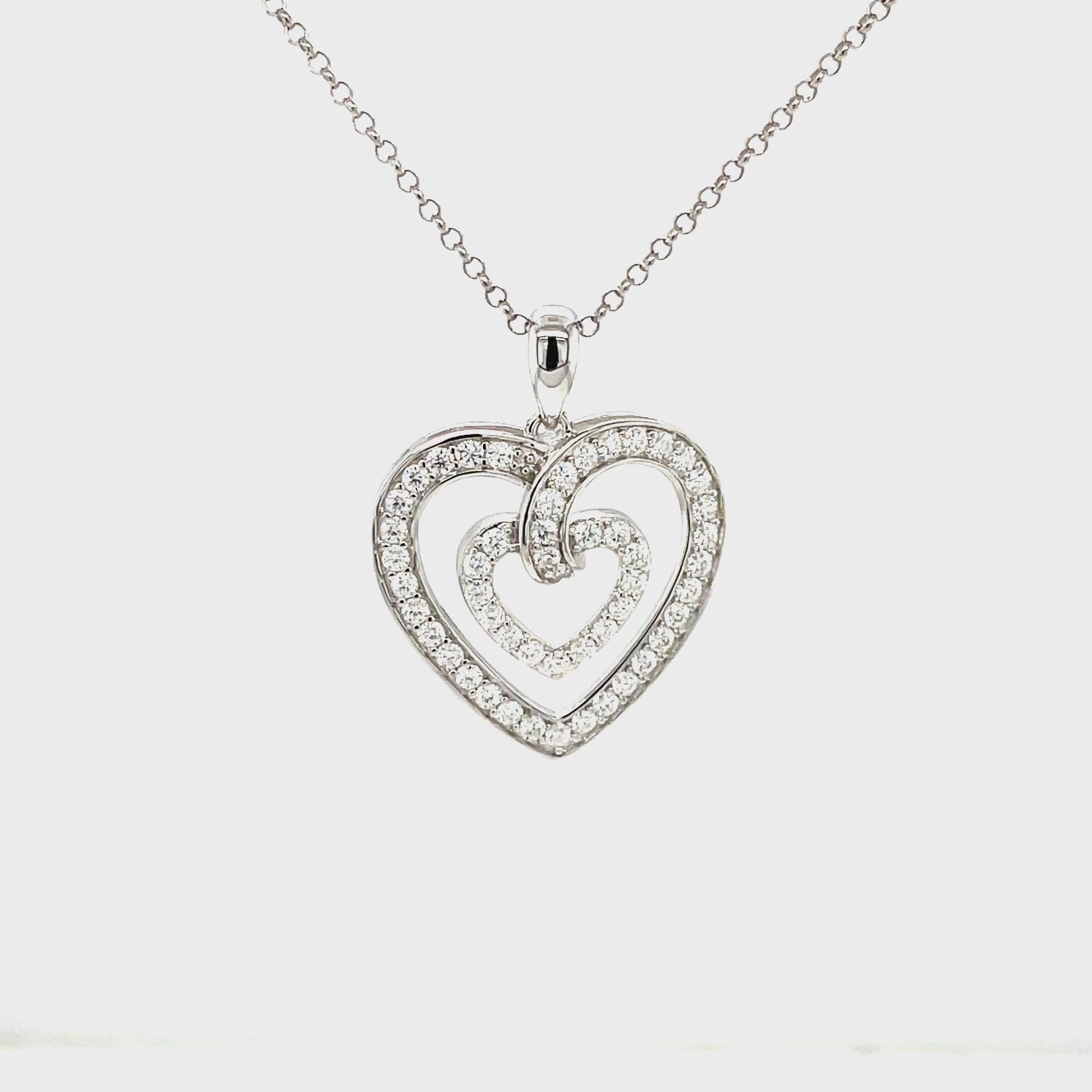 LE Full Moissanite Gemstone Heart SS Pendant & 18" Chain.