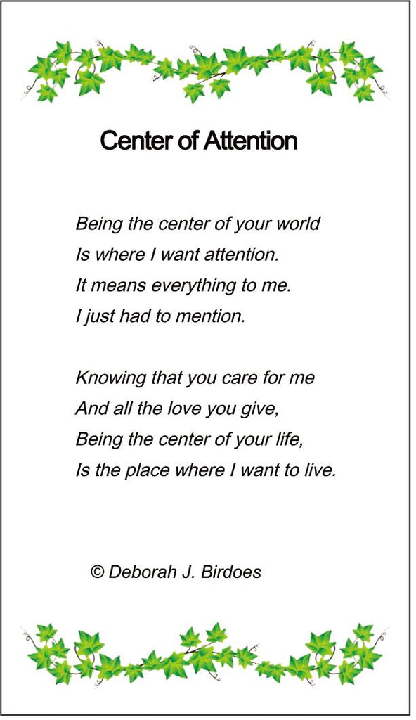 Poem card of M Center of Attention
