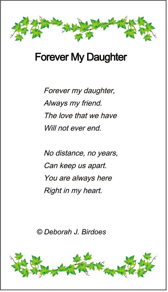 Poem card of M Forever My Daughter Heart Pendant; Plated Sterling Silver w/Created Sapphires & 18