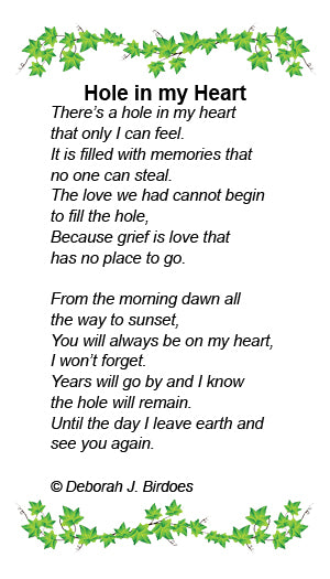 CC Hole In My Heart, Keepsake Ash Holder Pendant; Plated SS; w/SS Chain.