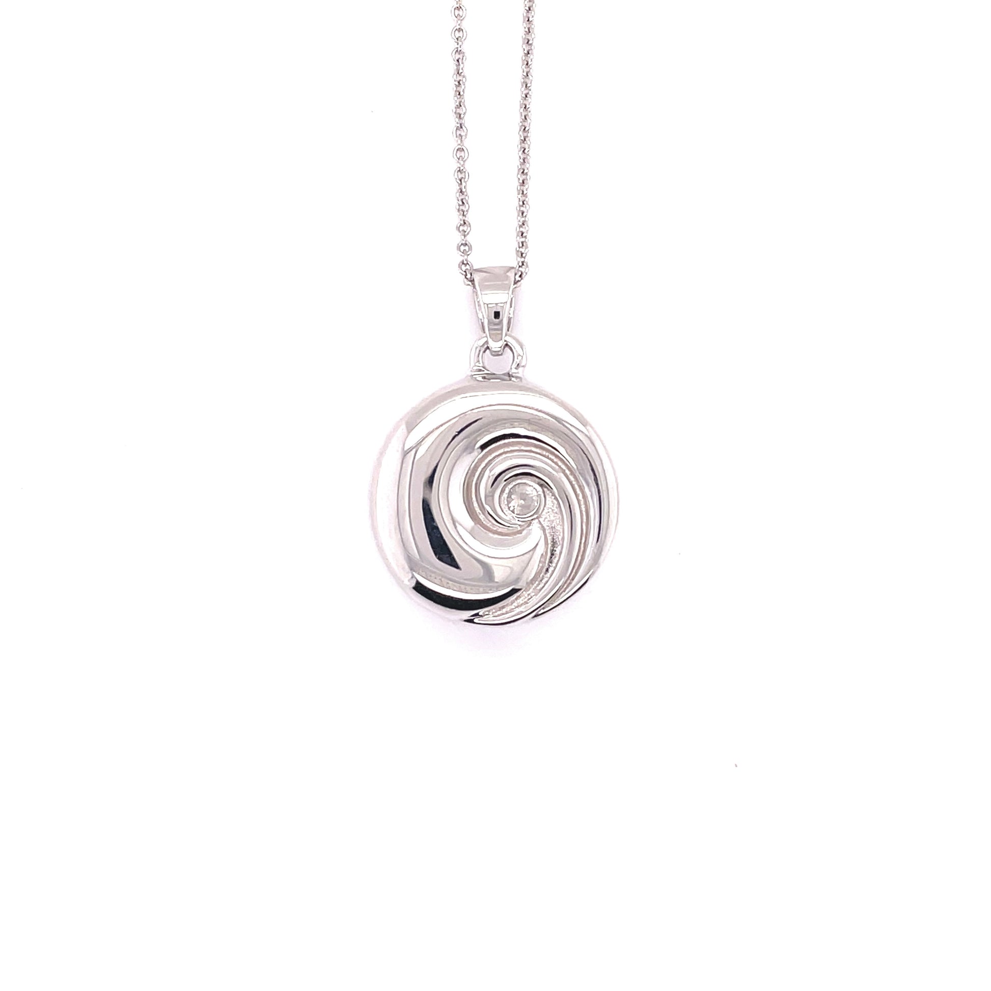 CC For Eternity, Circle Ash Holder Pendant; Platinum Plated SS; w/Chain.