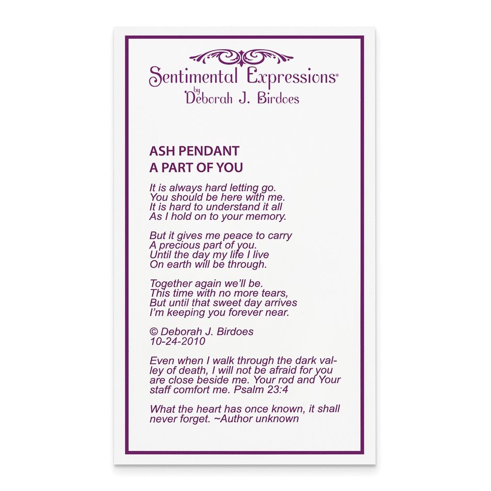 Poem card of Cross Remembrance Ash Holder