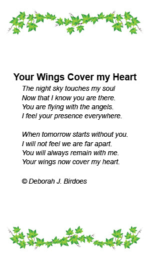 CC Your Wings Cover My Heart Keepsake Pendant; Rhodium Plated SS w/Chain.