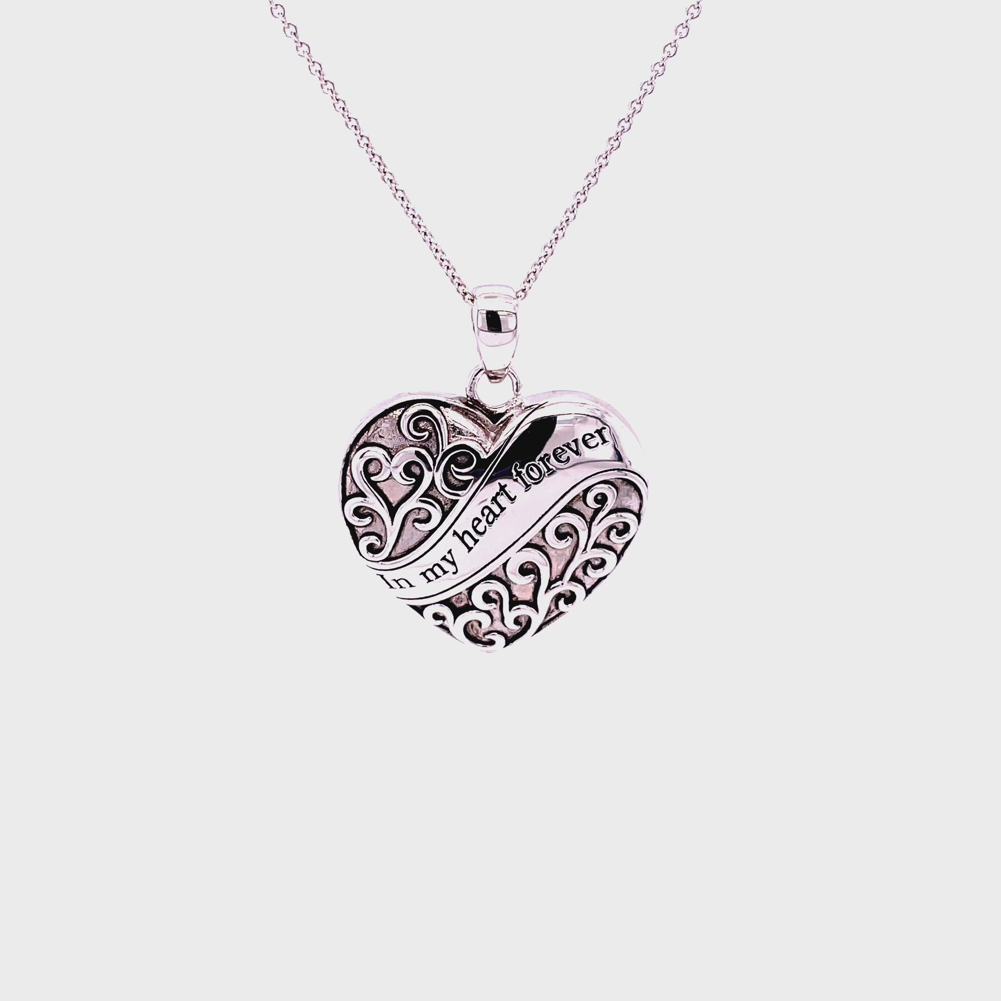 CC In My Heart Forever Memorial Ash Holder Pendant; SS w/Chain.
