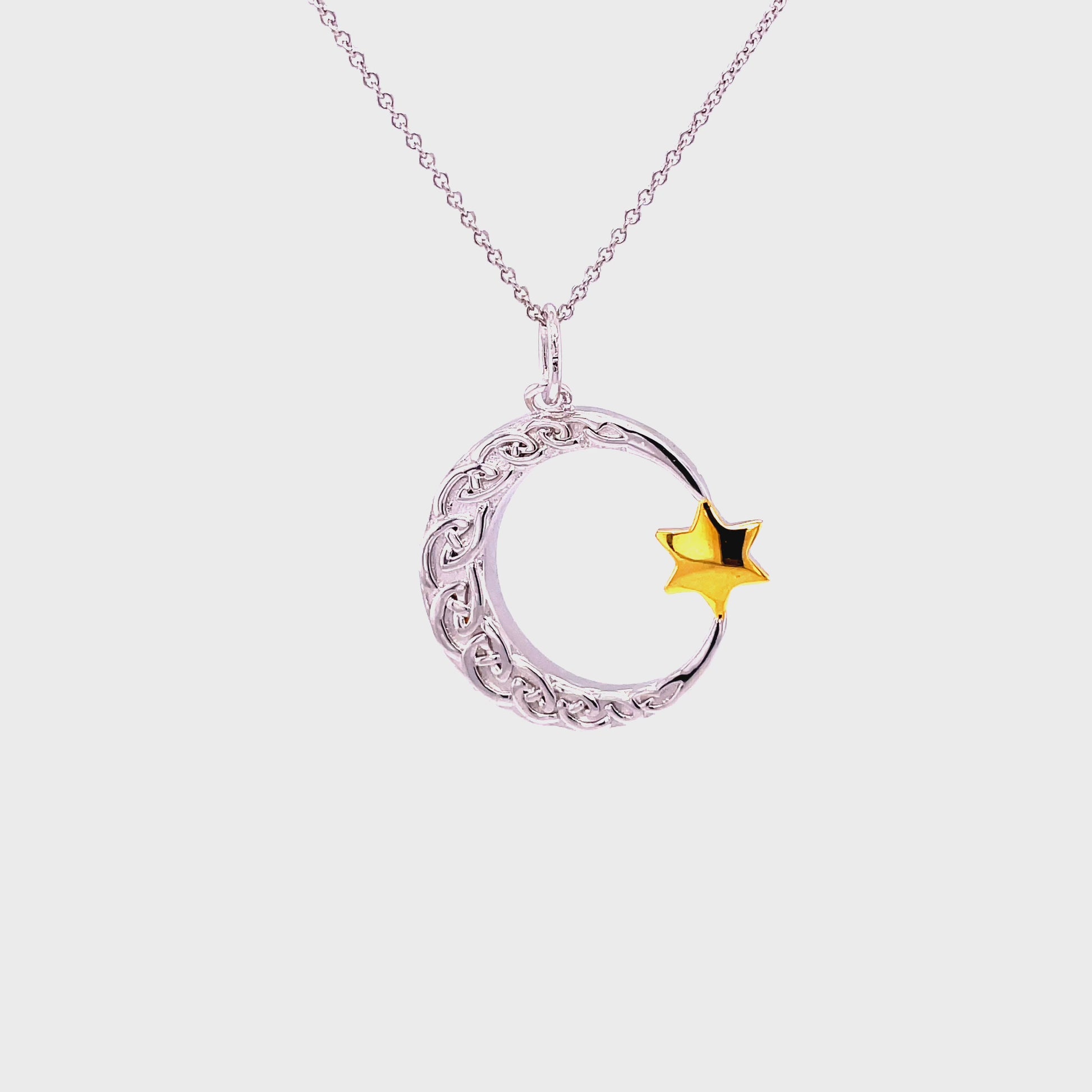 CC Two Tone, Just A Dream Away Ash Holder Pendant; Rhodium Plated SS w/ 18" Chain.