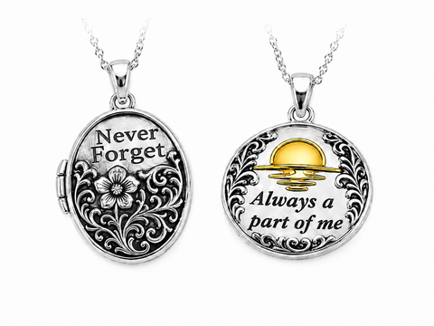 Memory Keepers tm & Keepers of The Heart; Our Memorial Locket Collectiona is crafted in rhodium-plated sterling silver, giving each piece a bright, polished finish with added protection against tarnishing. These meaningful lockets are designed to help keep the memory of someone special close to your heart. Each piece is paired with a Poem Card, adding words of comfort, remembrance, and love to the jewelry. Together, the locket and message create a lasting keepsake for treasured memories.