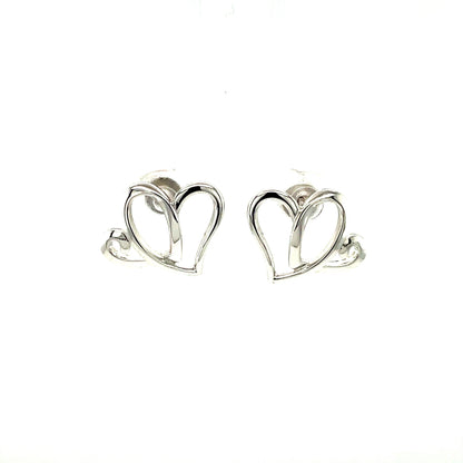 AH Platinum Plated, SS Two Hearts Earrings.-WH