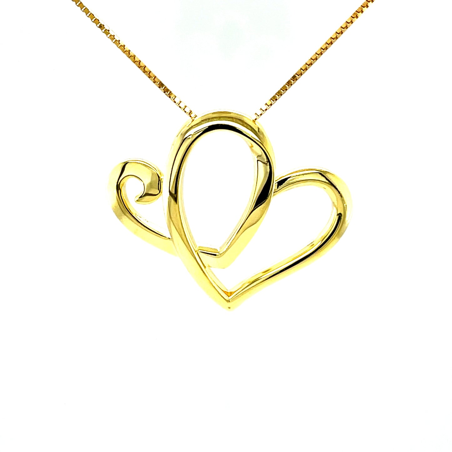 AH  Yellow Gold Two Hearts Pendant-WH