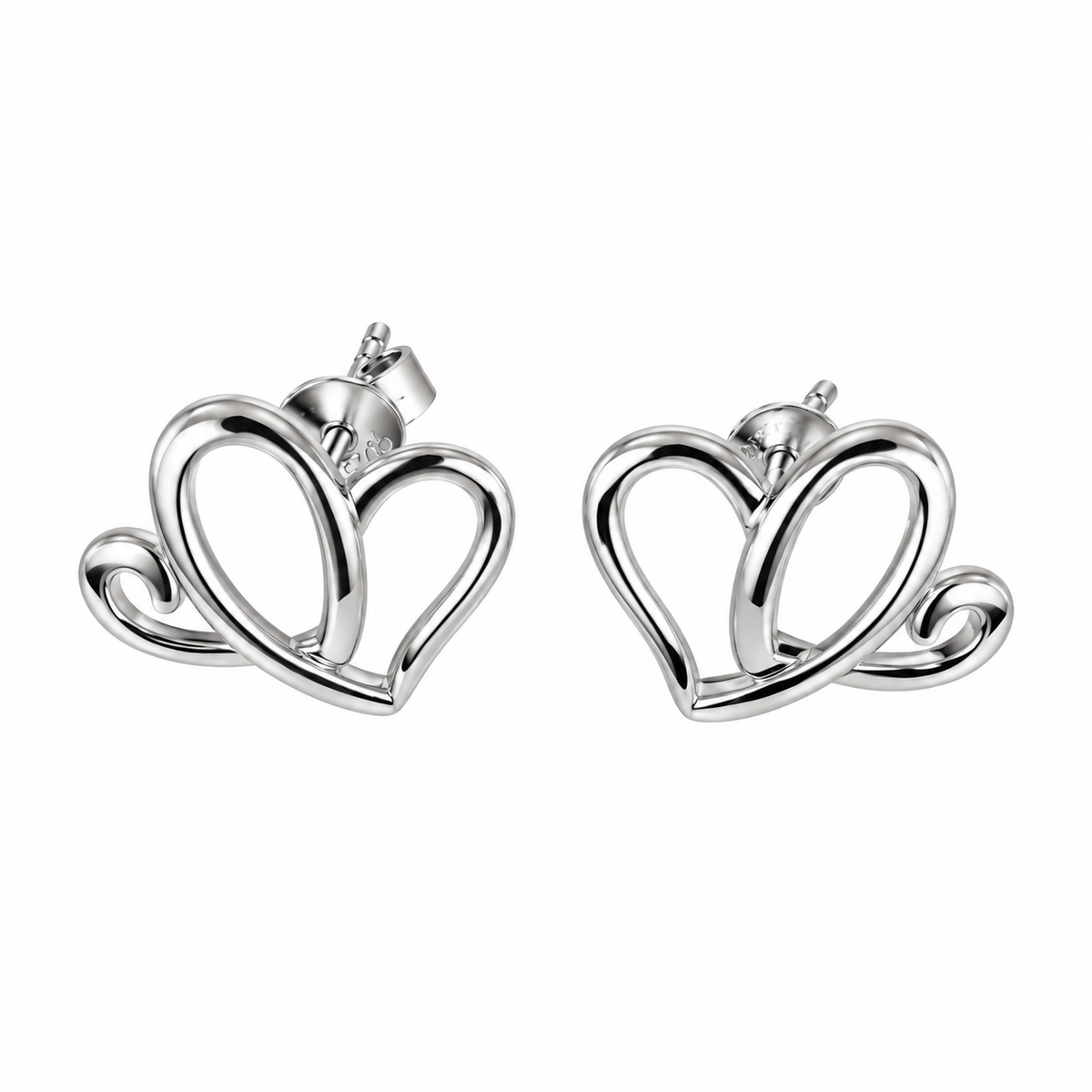 AH Platinum Plated, SS Two Hearts Earrings