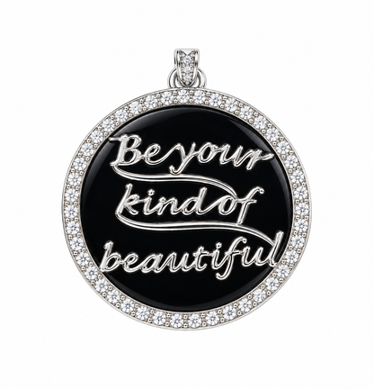 GS Be Your Kind Of Beautiful, Black Onyx Pendant; Plaited SS w/Moissanite Gemstones & Chain.