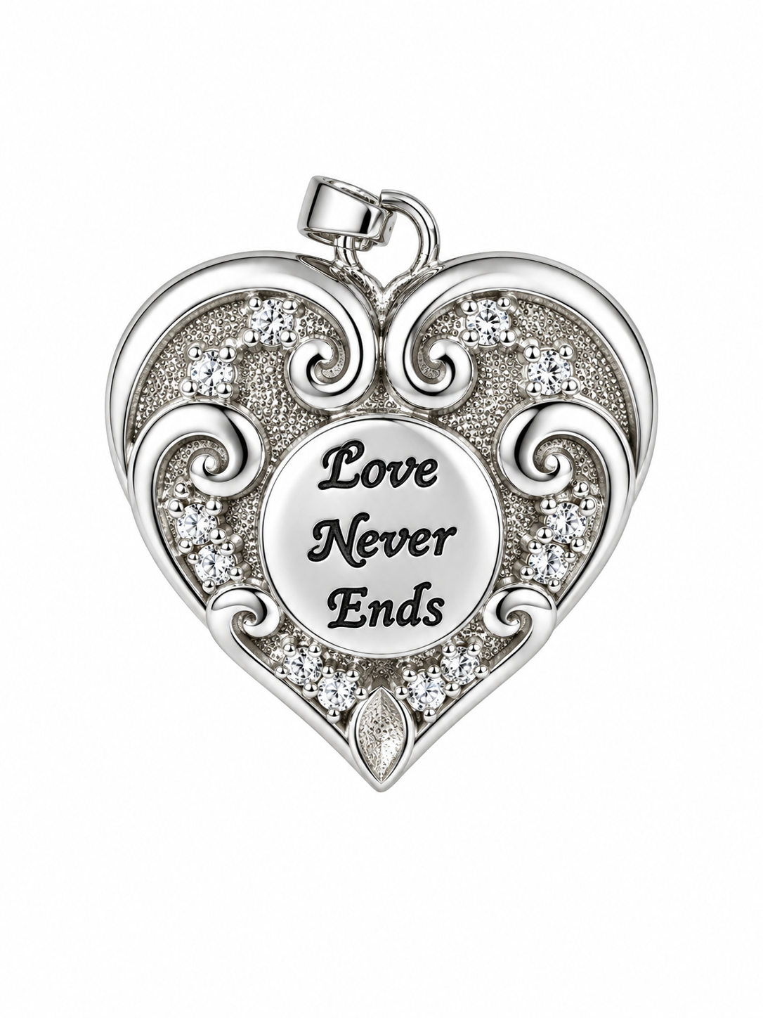 CC Love Never Ends, Rhodium Plated SS  Ash Holder Pendant