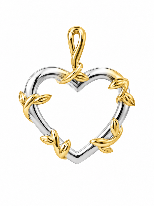 PML Gold Accented, Sterling Silver, Heart Pendant w/SS Chain.