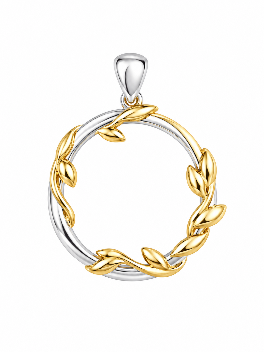 PML Gold & Rhodium Plated SS Circle Pendant w/18" Chain.