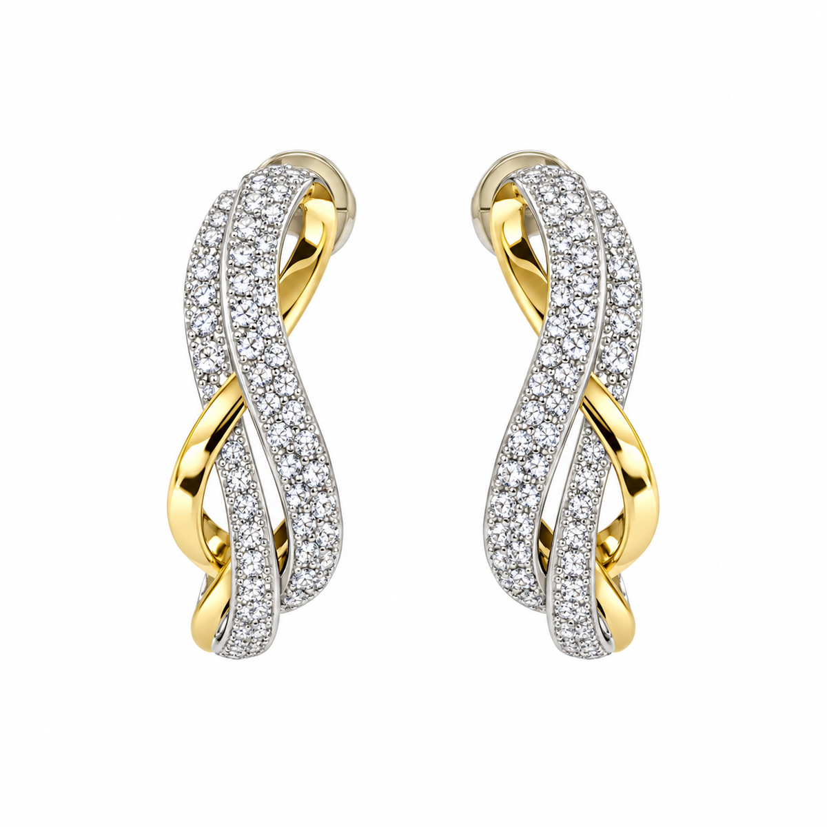 TTT 14KT Gold Plated,  Sterling Silver Earrings w/Moissanite Gemstones;