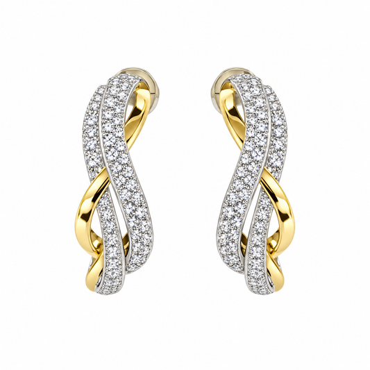 TTT 14KT Gold Plated,  Sterling Silver Earrings w/Moissanite Gemstones;