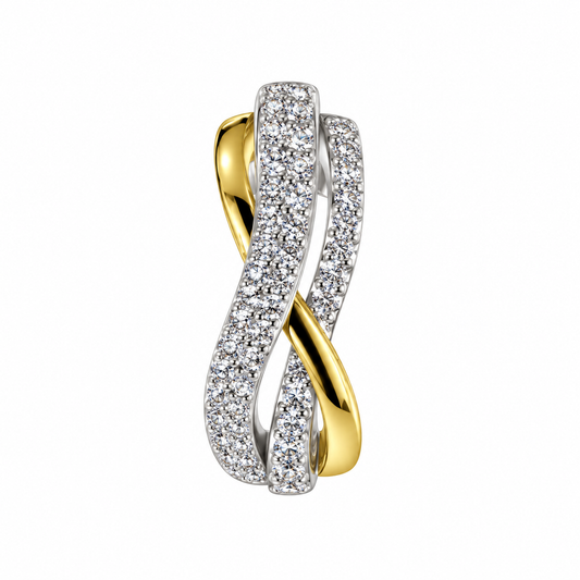 TTT Two Tone, Platinum Plated, Sterling Silver Pendant w/Moissanite Gemstones.