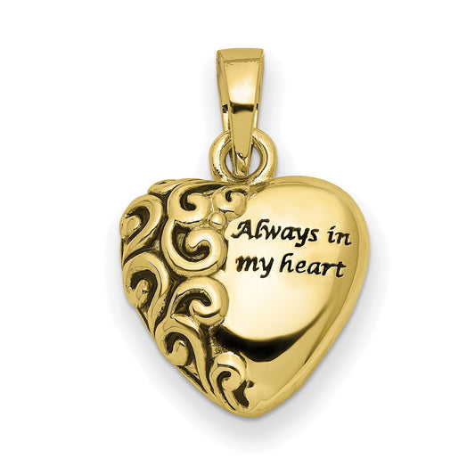 10K Heart Remembrance Ash Holder Pendant