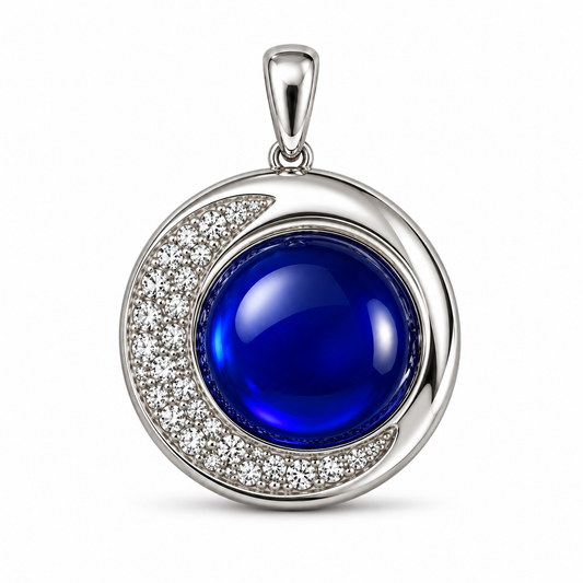 SJ Quarter Moon Moisannite Gemstone Pendant