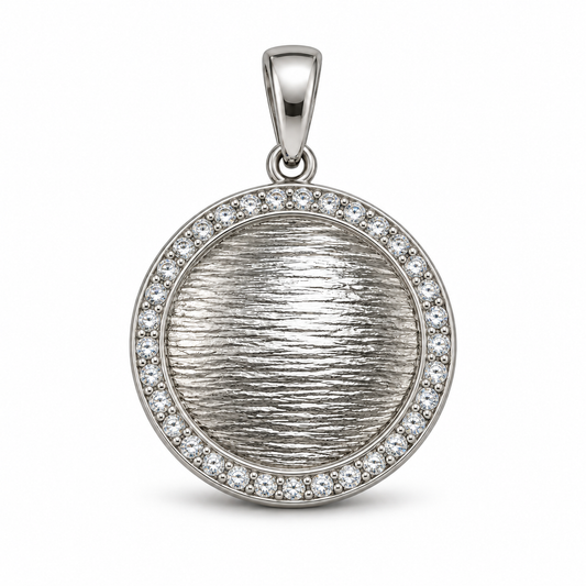 SJ Clear Moissanite, Circle Sterling Silver Pendant