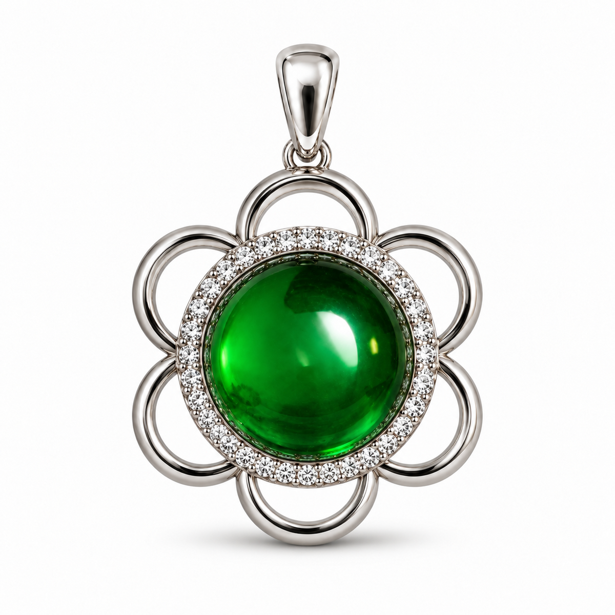 SJ Flower With Moisannite Gemstone Pendant